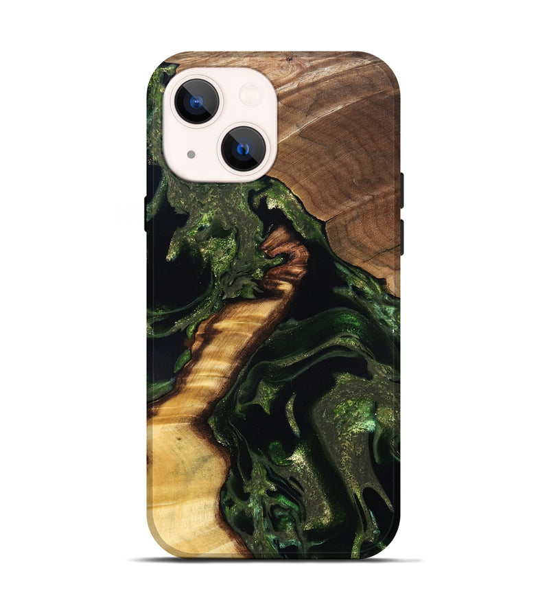 iPhone 14 Wood Live Edge Phone Case - Shelbi (Green, 830848)
