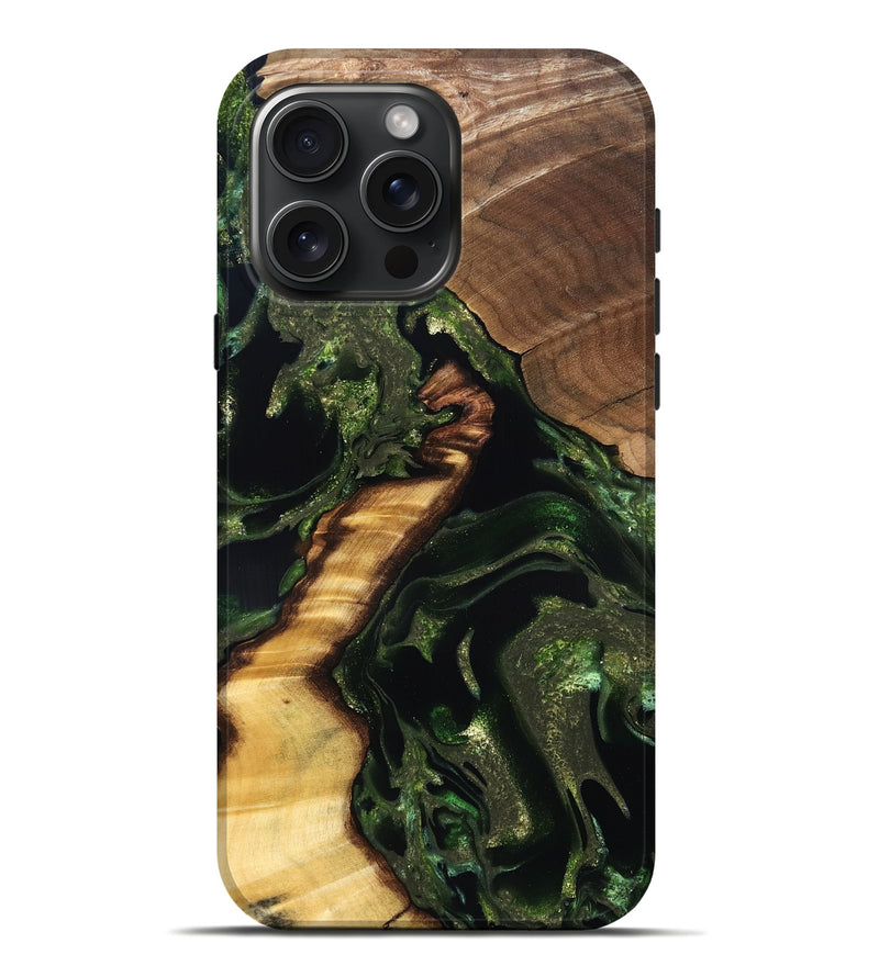 iPhone 16 Pro Max Wood Live Edge Phone Case - Shelbi (Green, 830848)