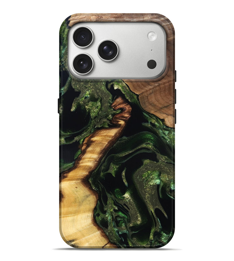 iPhone 17 Pro Max Wood Live Edge Phone Case - Shelbi (Green, 830848)