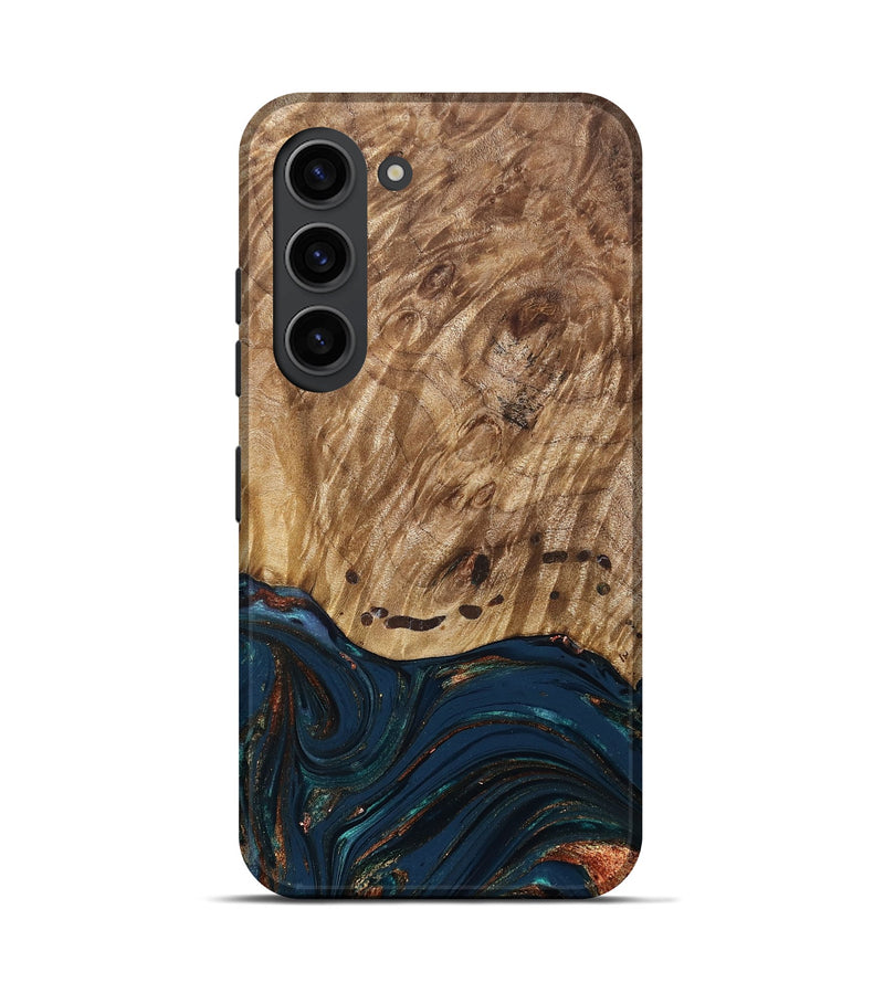 Galaxy S23 Wood Live Edge Phone Case - Archie (Teal & Gold, 830850)