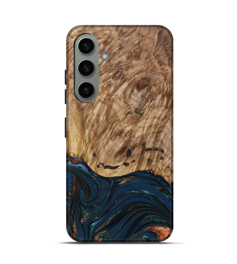 Galaxy S24 Wood Live Edge Phone Case - Archie (Teal & Gold, 830850)