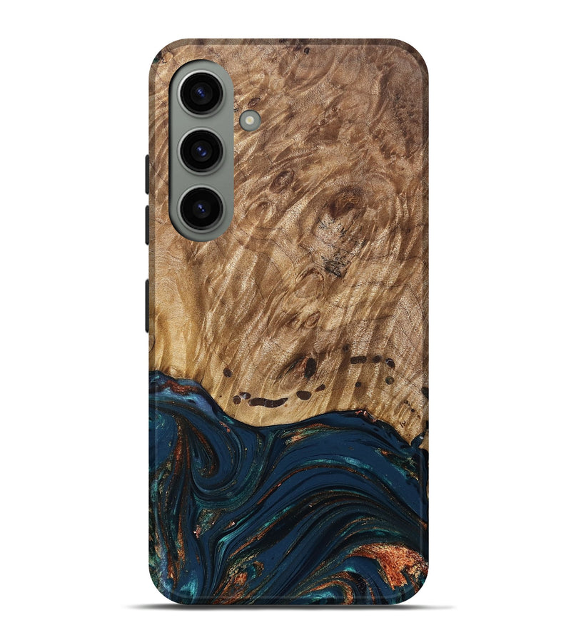 Galaxy S24 Plus Wood Live Edge Phone Case - Archie (Teal & Gold, 830850)