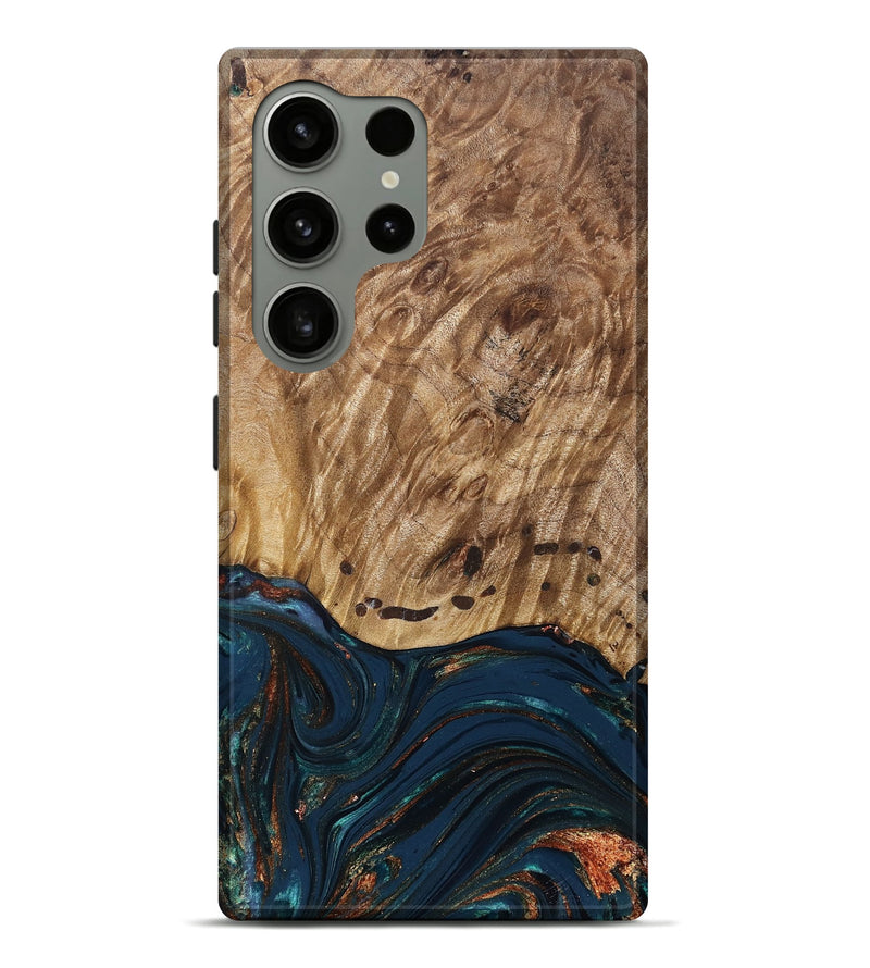Galaxy S24 Ultra Wood Live Edge Phone Case - Archie (Teal & Gold, 830850)