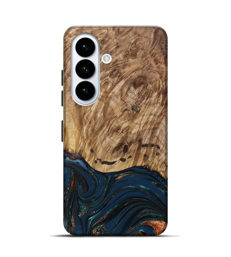 Galaxy S26 Wood Live Edge Phone Case - Archie (Teal & Gold, 830850)