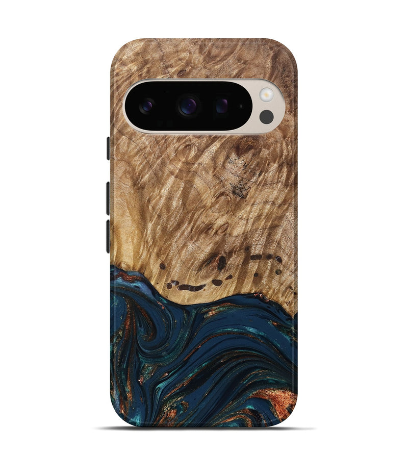 Pixel 10 Wood Live Edge Phone Case - Archie (Teal & Gold, 830850)