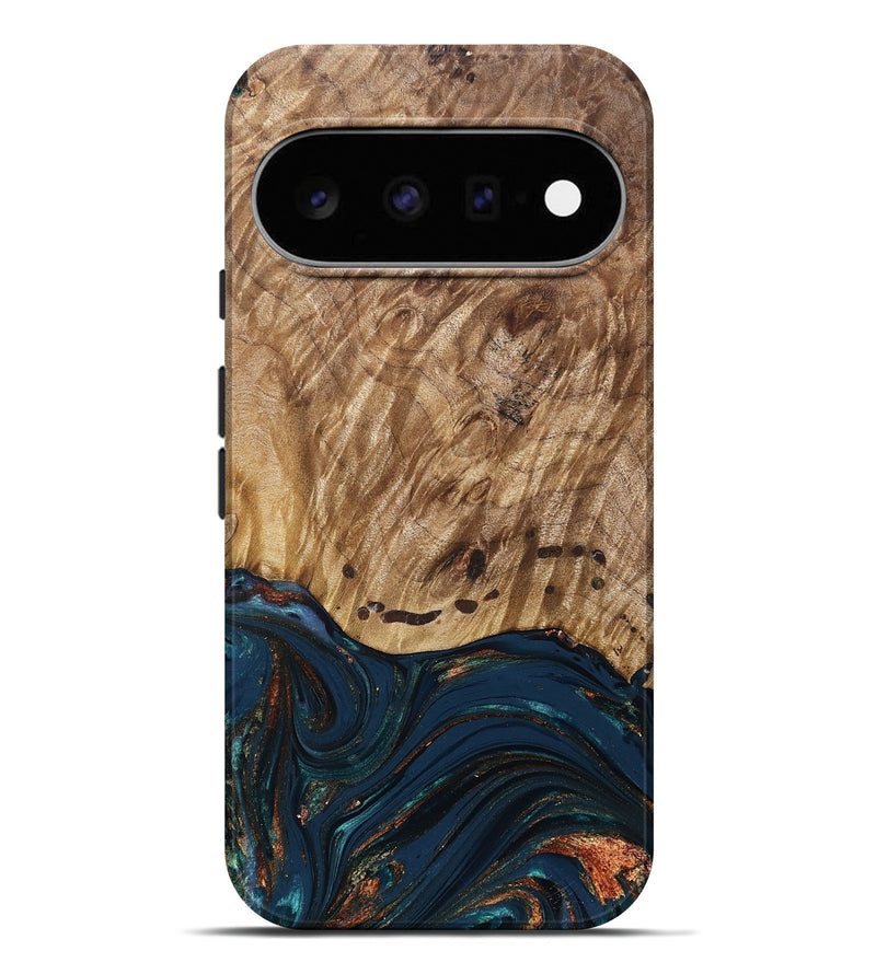Pixel 11 Pro XL Wood Live Edge Phone Case - Archie (Teal & Gold, 830850)