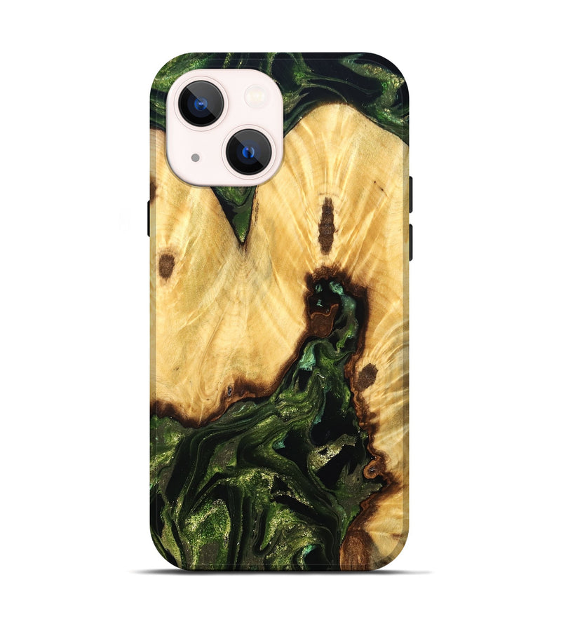 iPhone 14 Wood Live Edge Phone Case - Casimir (Green, 830854)