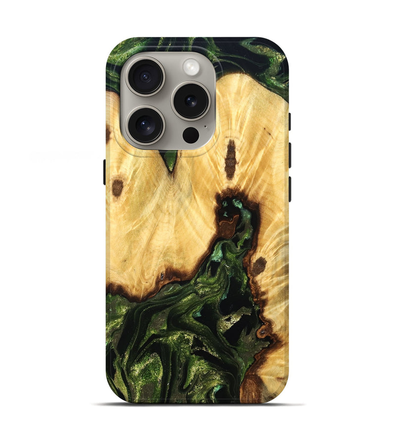iPhone 16 Pro Wood Live Edge Phone Case - Casimir (Green, 830854)
