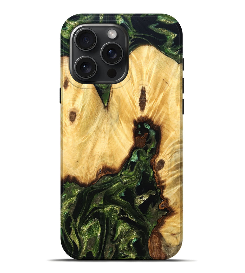 iPhone 16 Pro Max Wood Live Edge Phone Case - Casimir (Green, 830854)