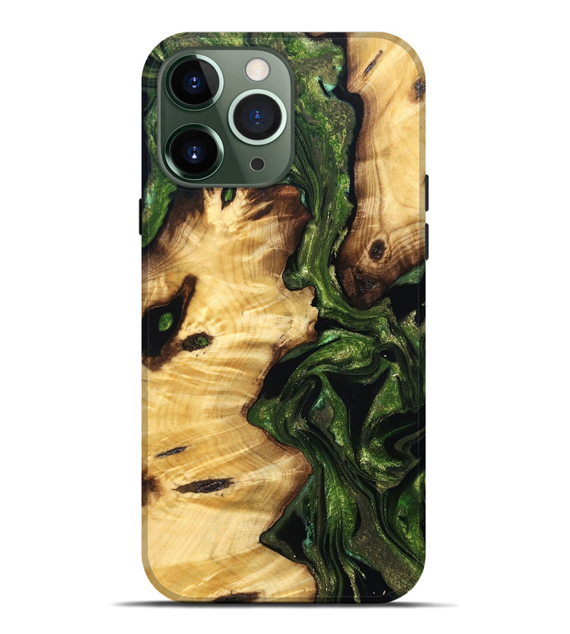 iPhone 13 Pro Max Wood Live Edge Phone Case - Hassan (Green, 830855)