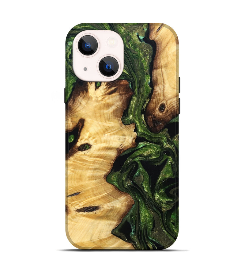 iPhone 14 Wood Live Edge Phone Case - Hassan (Green, 830855)
