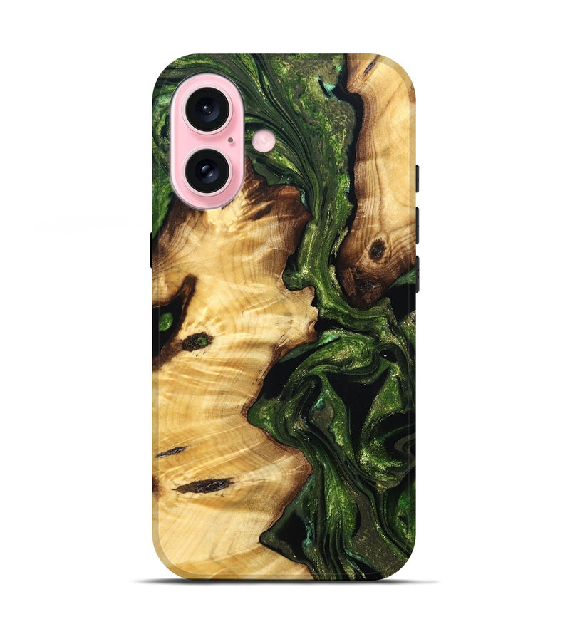 iPhone 17 Wood Live Edge Phone Case - Hassan (Green, 830855)
