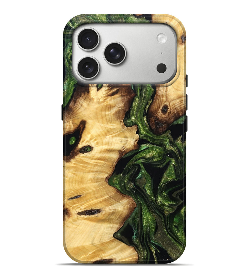 iPhone 17 Pro Max Wood Live Edge Phone Case - Hassan (Green, 830855)