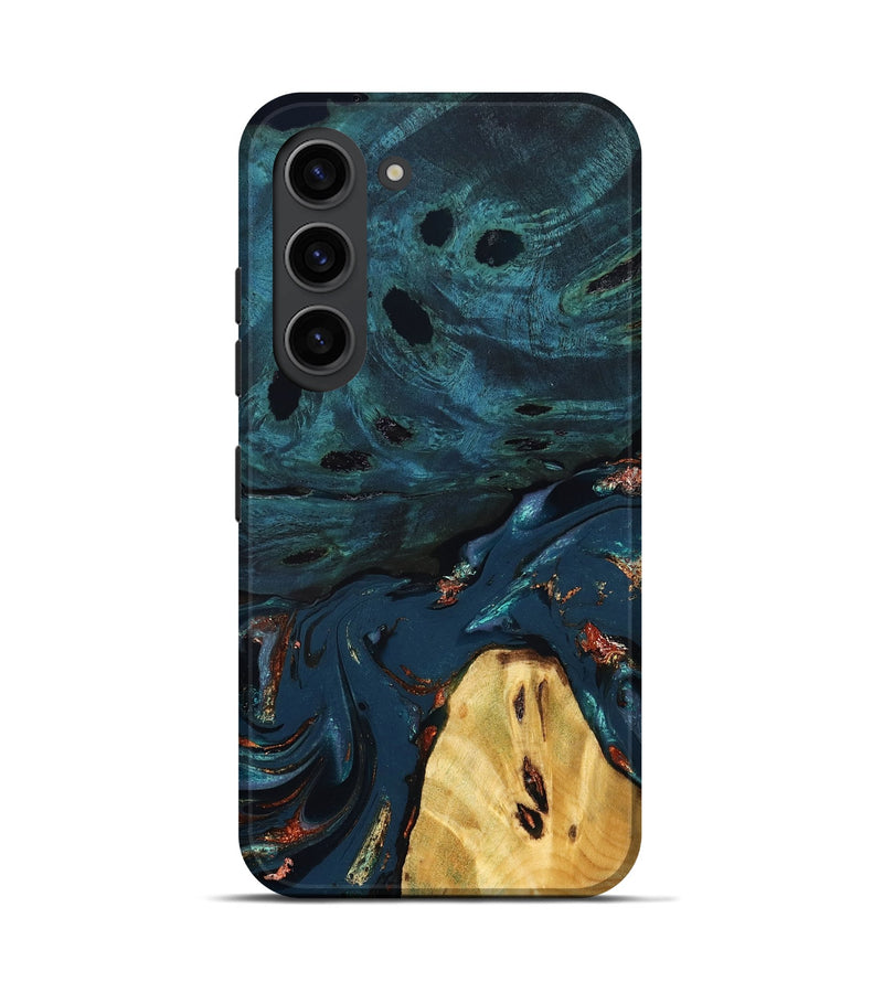 Galaxy S23 Wood Live Edge Phone Case - Jared (Teal & Gold, 830857)