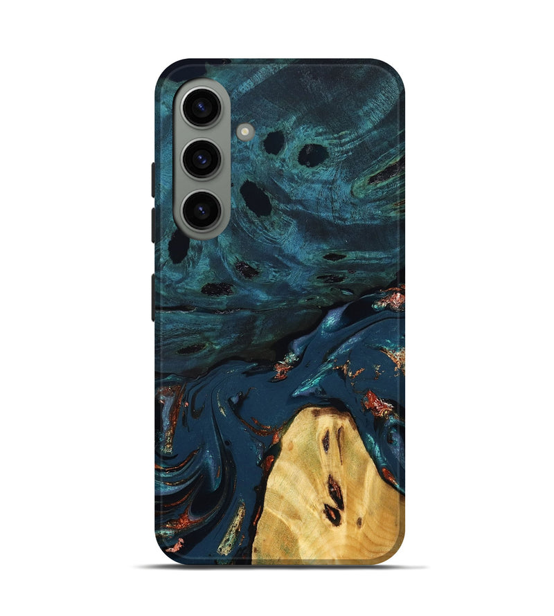 Galaxy S24 Wood Live Edge Phone Case - Jared (Teal & Gold, 830857)
