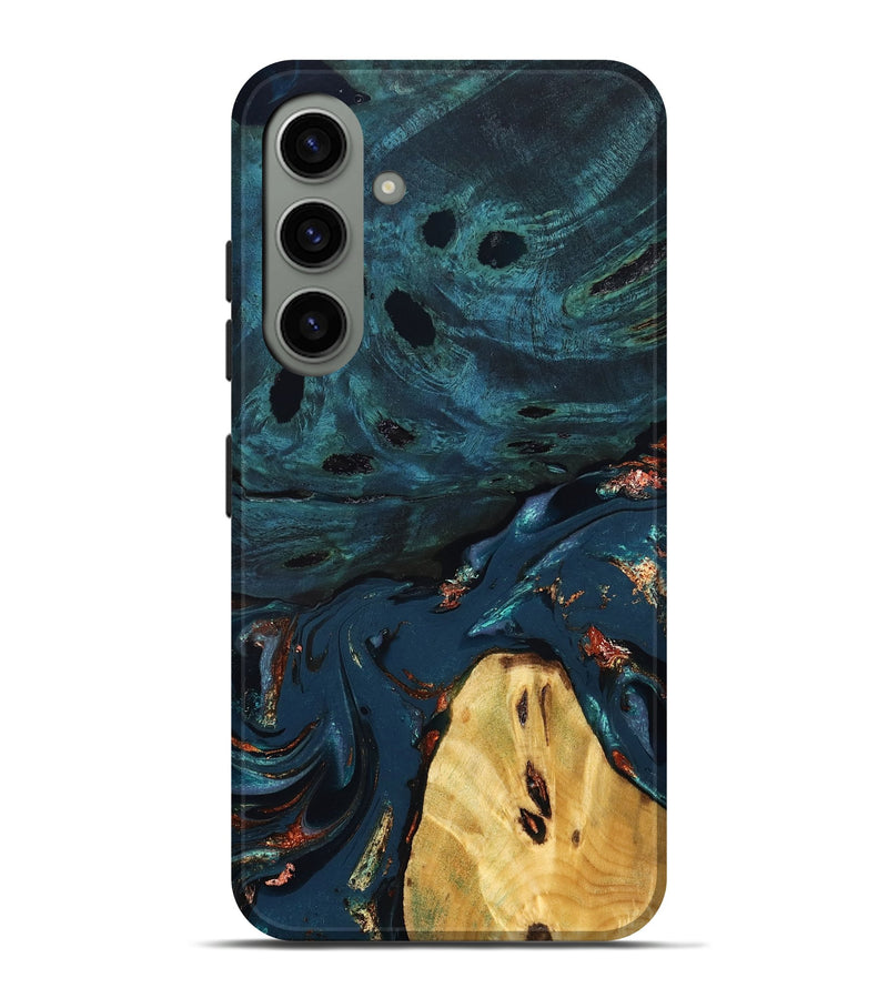 Galaxy S24 Plus Wood Live Edge Phone Case - Jared (Teal & Gold, 830857)