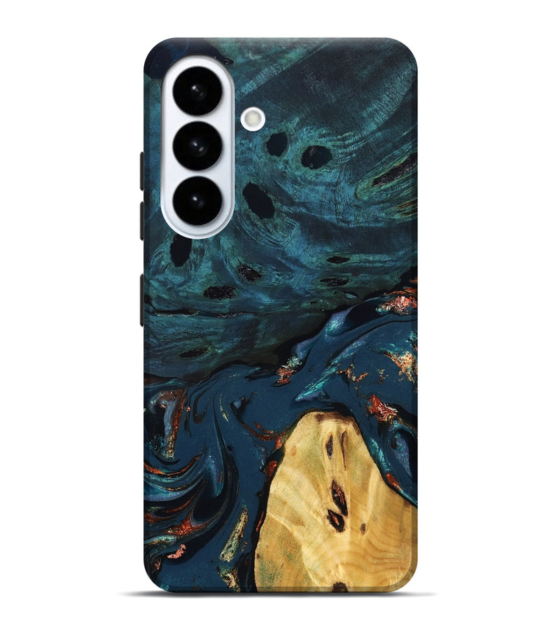 Galaxy S26 Plus Wood Live Edge Phone Case - Jared (Teal & Gold, 830857)