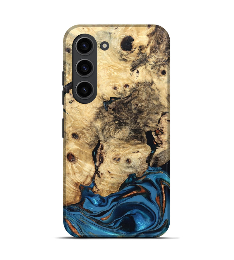 Galaxy S23 Wood Live Edge Phone Case - Mylah (Teal & Gold, 830904)