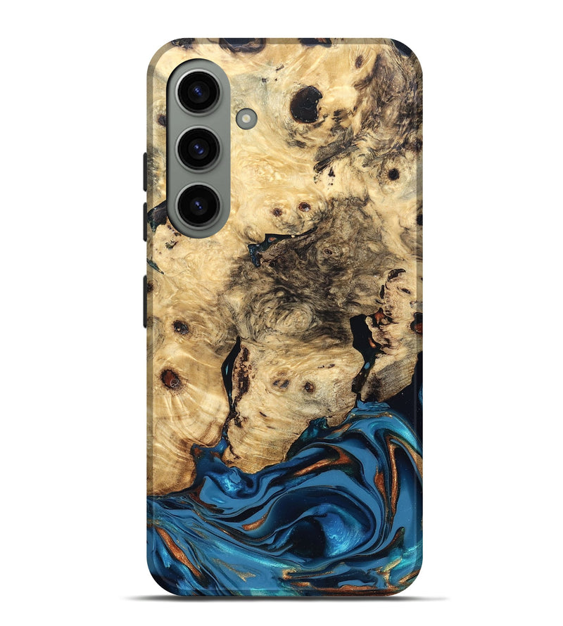 Galaxy S24 Plus Wood Live Edge Phone Case - Mylah (Teal & Gold, 830904)