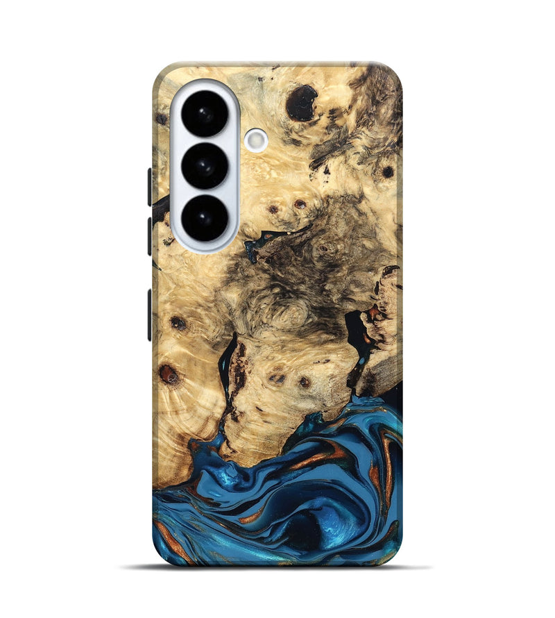 Galaxy S26 Wood Live Edge Phone Case - Mylah (Teal & Gold, 830904)