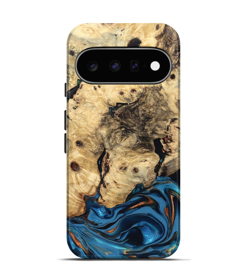 Pixel 11 Wood Live Edge Phone Case - Mylah (Teal & Gold, 830904)