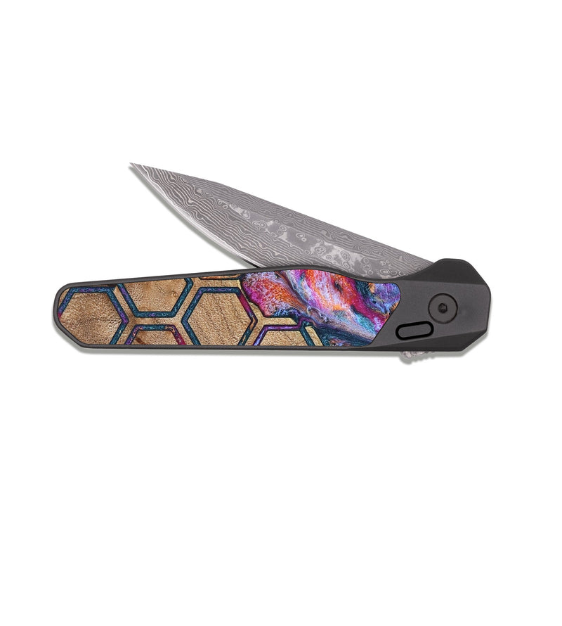EDC Dark Damascus Wood Pocket Knife - Shelly (Pattern, 830969)