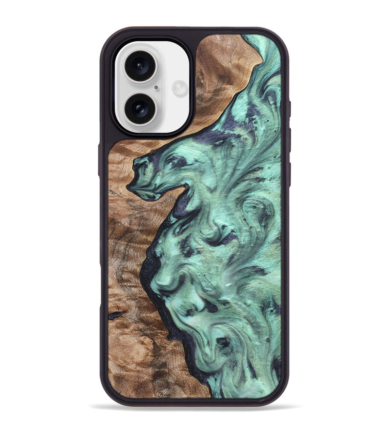 iPhone 16 Plus Wood Phone Case - Shayne (Green, 830985)