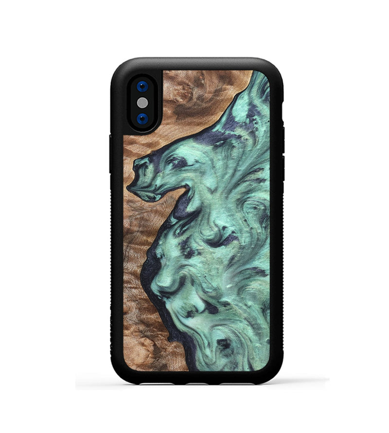 iPhone Xs Wood Phone Case - Shayne (Green, 830985)