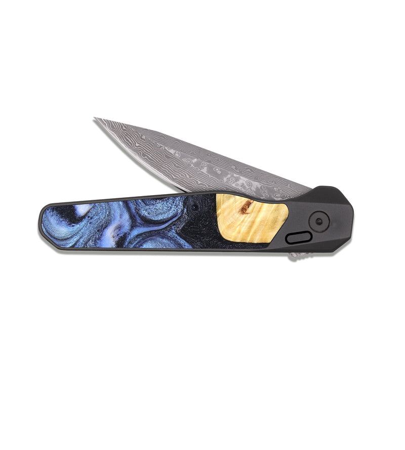 EDC Dark Damascus Wood Pocket Knife - Giselle (Blue, 830993)