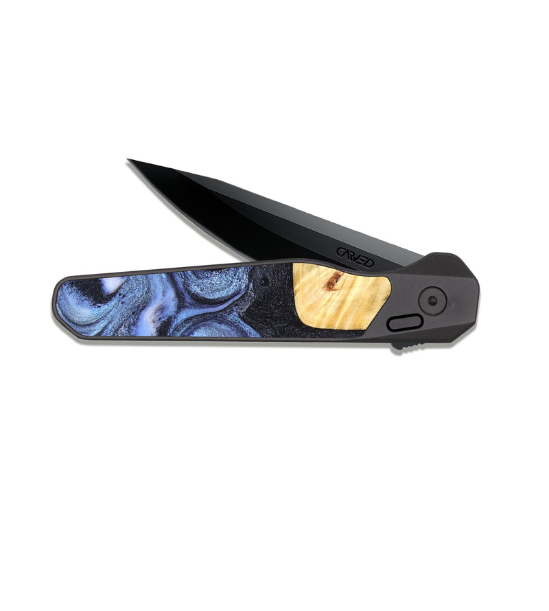 EDC Dark Slate Wood Pocket Knife - Giselle (Blue, 830993)