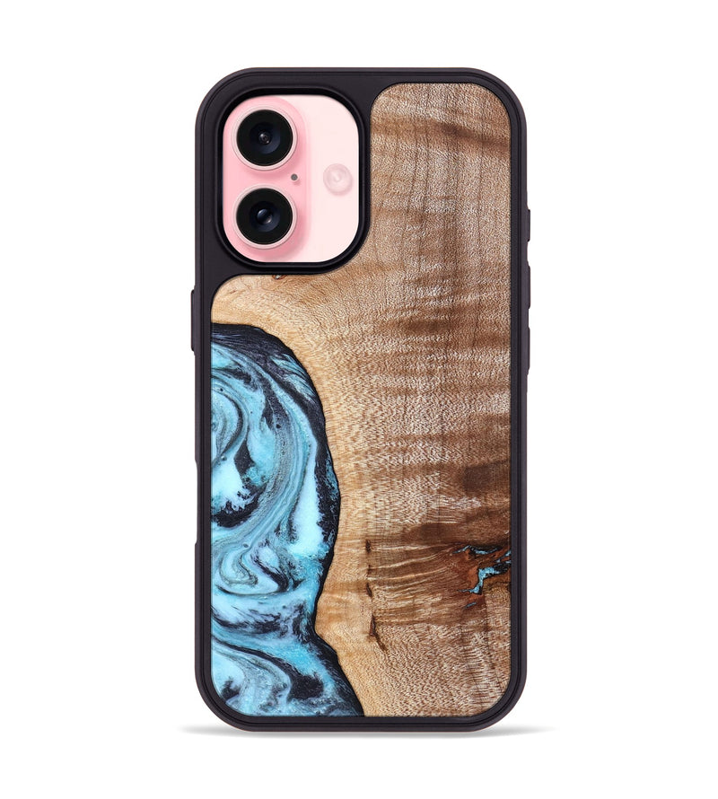iPhone 16 Wood Phone Case - Koa (Blue, 830994)