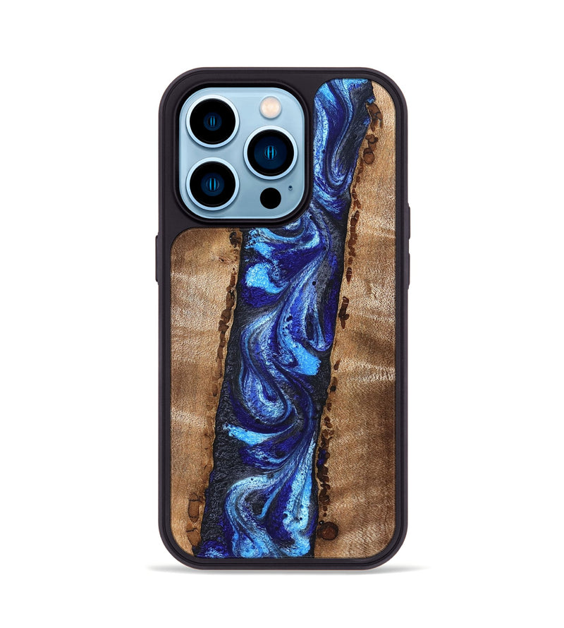 iPhone 14 Pro Wood Phone Case - Brianda (Blue, 830997)