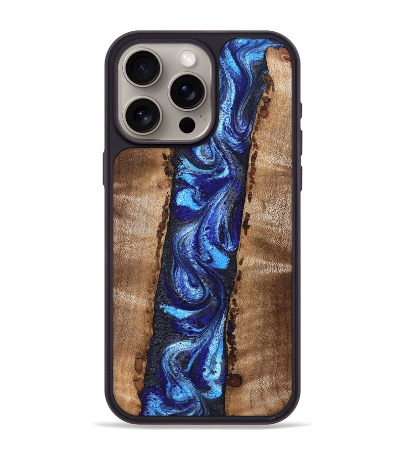 iPhone 15 Pro Max Wood Phone Case - Brianda (Blue, 830997)