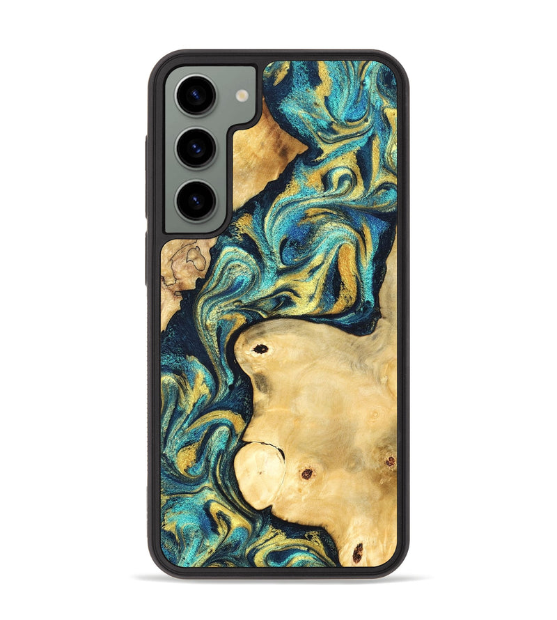 Galaxy S23 Plus Wood Phone Case - Mindi (Teal & Gold, 831004)