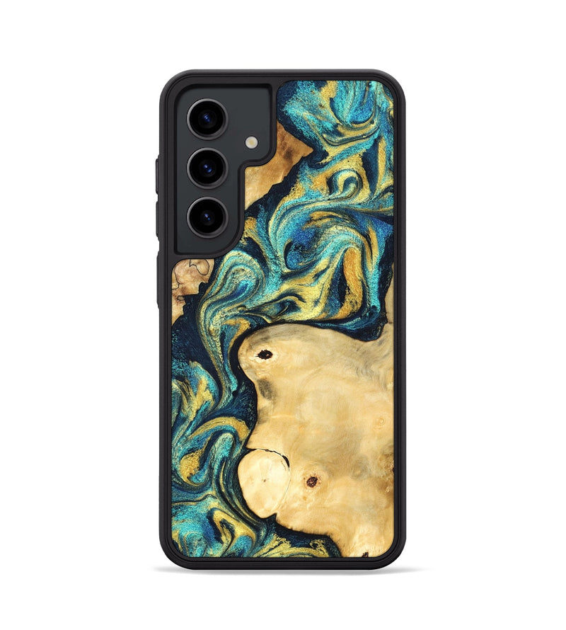 Galaxy S24 Wood Phone Case - Mindi (Teal & Gold, 831004)