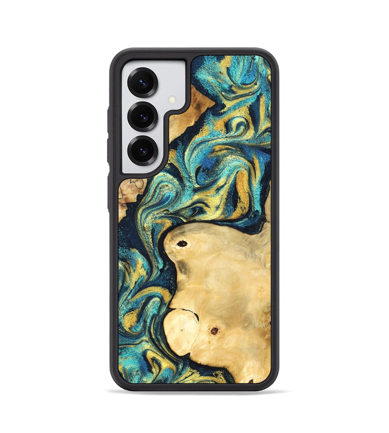 Galaxy S25 Wood Phone Case - Mindi (Teal & Gold, 831004)