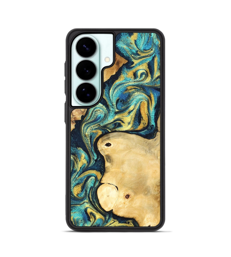 Galaxy S26 Wood Phone Case - Mindi (Teal & Gold, 831004)