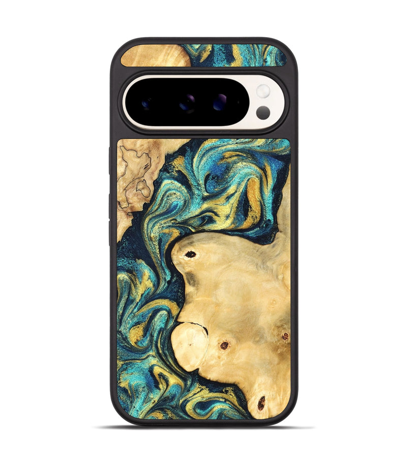 Pixel 9 Pro Wood Phone Case - Mindi (Teal & Gold, 831004)