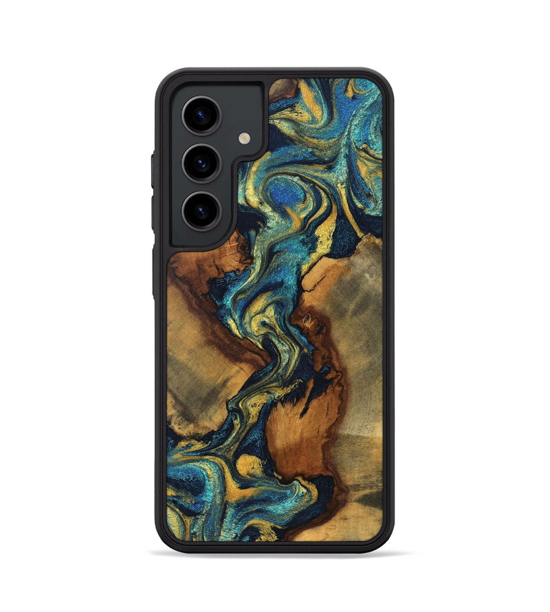 Galaxy S24 Wood Phone Case - Holli (Teal & Gold, 831006)