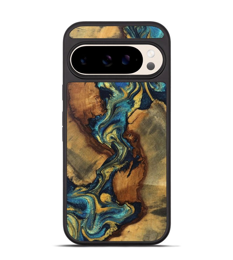 Pixel 10 Wood Phone Case - Holli (Teal & Gold, 831006)