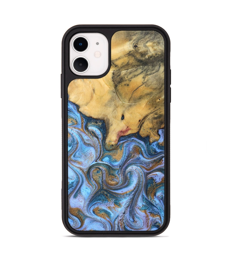 iPhone 11 Wood Phone Case - Stan (Teal & Gold, 831007)