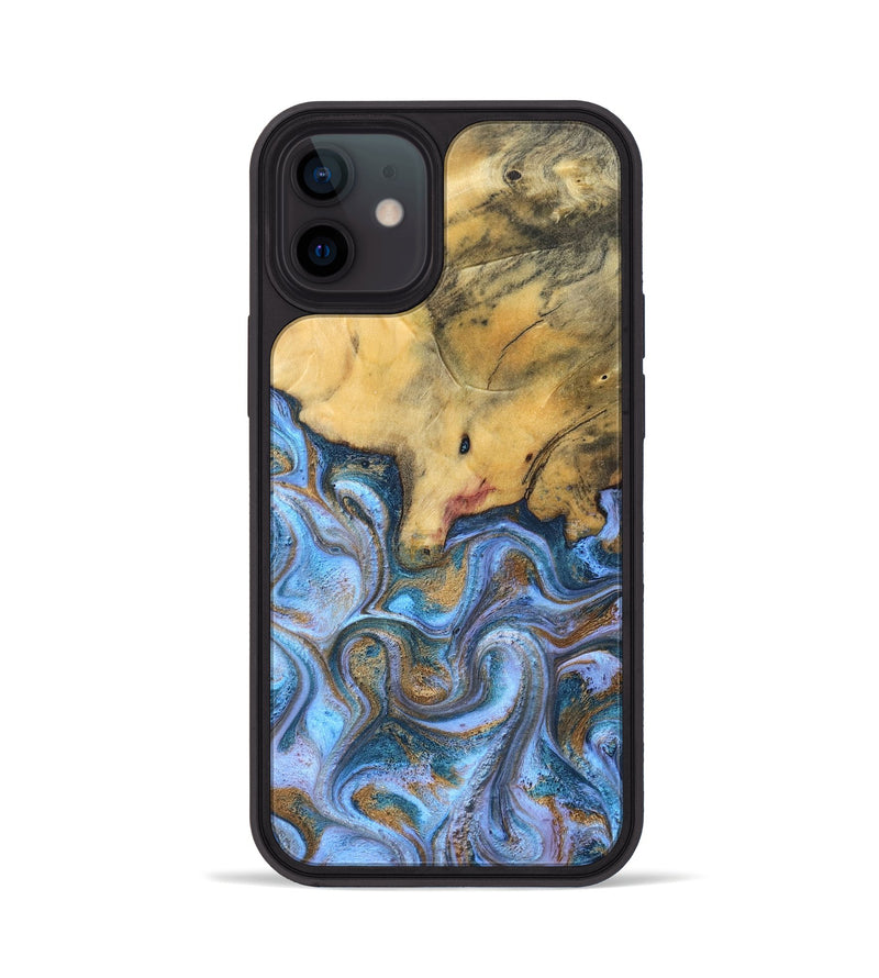 iPhone 12 Wood Phone Case - Stan (Teal & Gold, 831007)