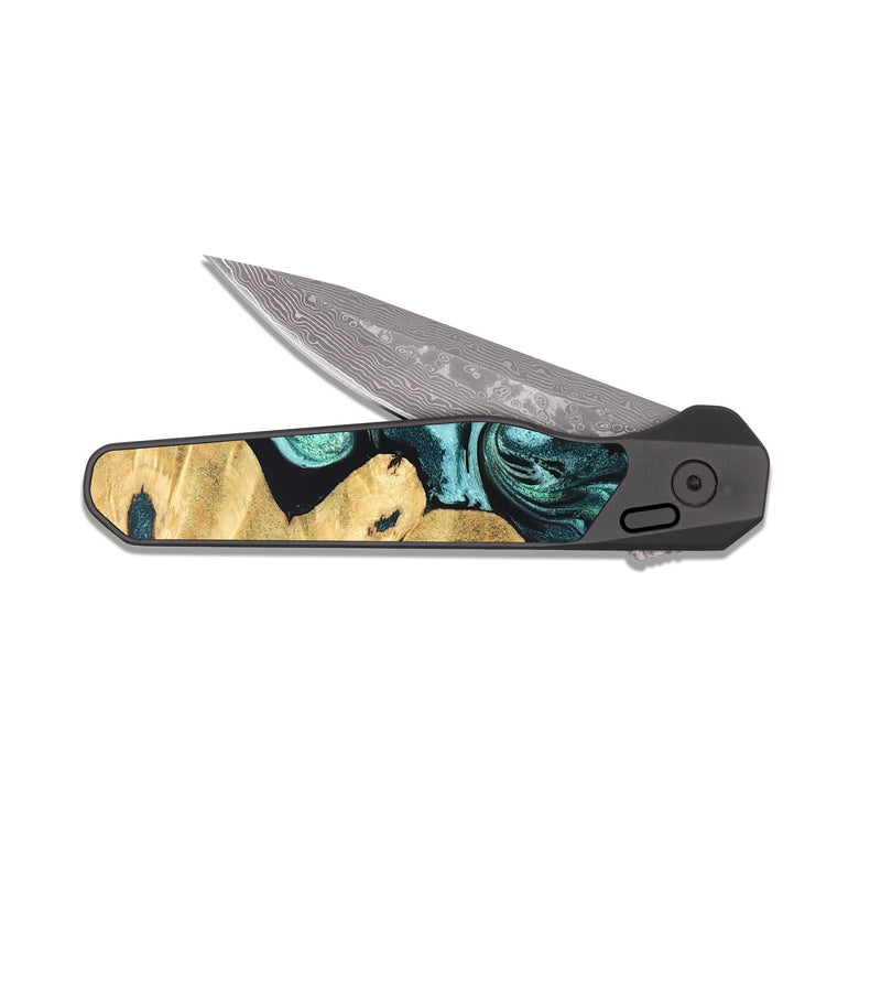 EDC Dark Damascus Wood Pocket Knife - Kalie (Green, 831009)