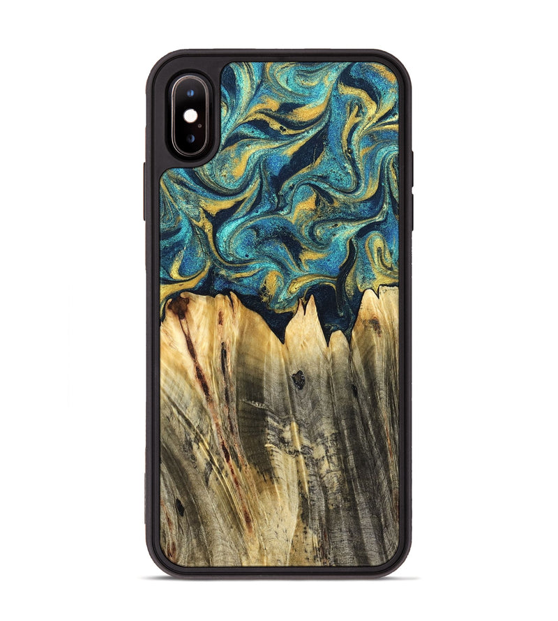 iPhone Xs Max Wood Phone Case - Sutton (Teal & Gold, 831013)