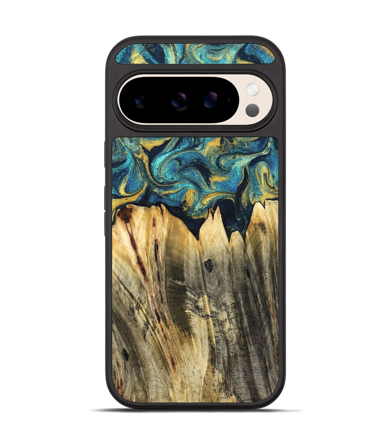 Pixel 10 Wood Phone Case - Sutton (Teal & Gold, 831013)