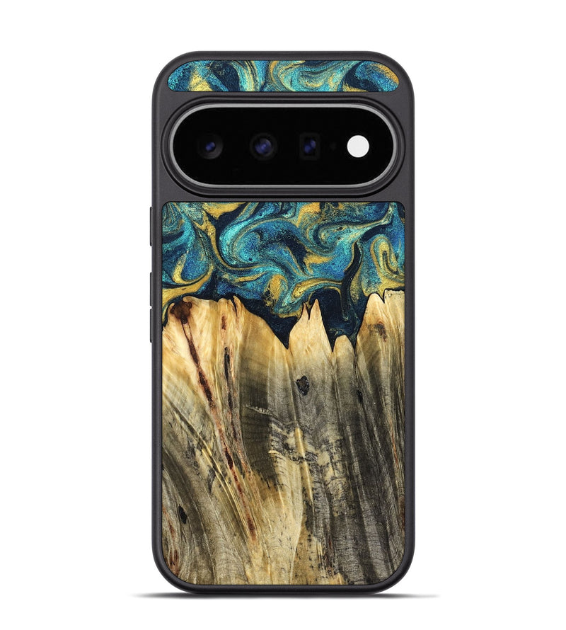 Pixel 11 Pro Wood Phone Case - Sutton (Teal & Gold, 831013)