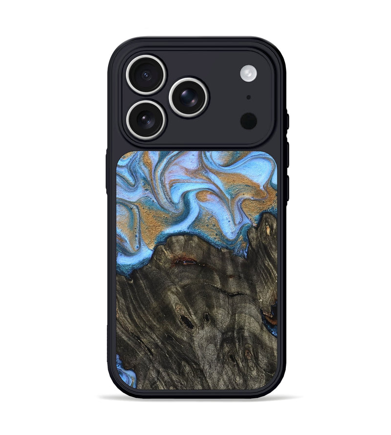 iPhone 17 Pro Wood Phone Case - Cristin (Teal & Gold, 831014)