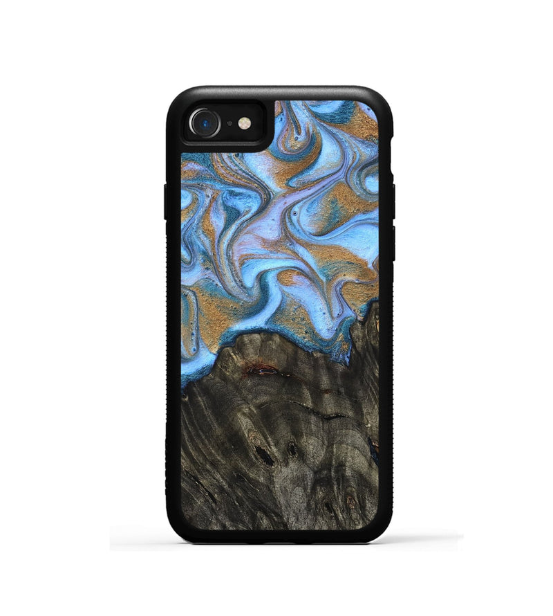 iPhone SE Wood Phone Case - Cristin (Teal & Gold, 831014)