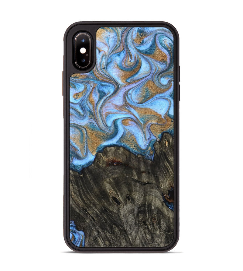 iPhone Xs Max Wood Phone Case - Cristin (Teal & Gold, 831014)