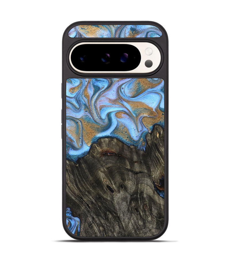 Pixel 9 Pro Wood Phone Case - Cristin (Teal & Gold, 831014)